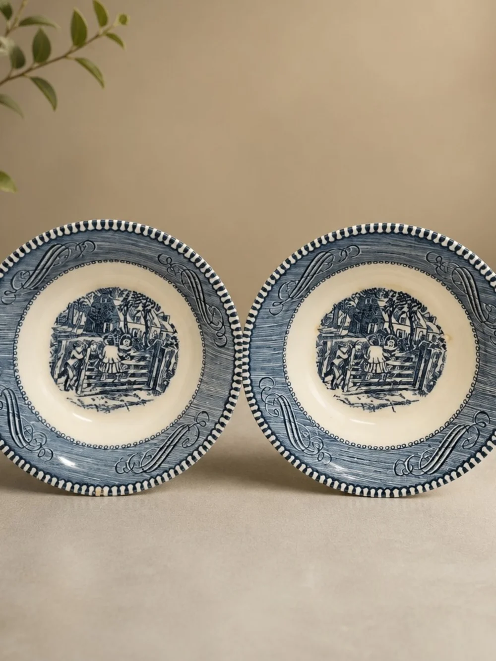 2 Vintage Royal China Currier and Ives Small Vegetable Dessert bowls